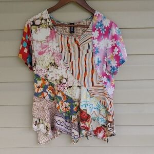 Desigual Sacred Threads Patchwork Floral Embroidered Top